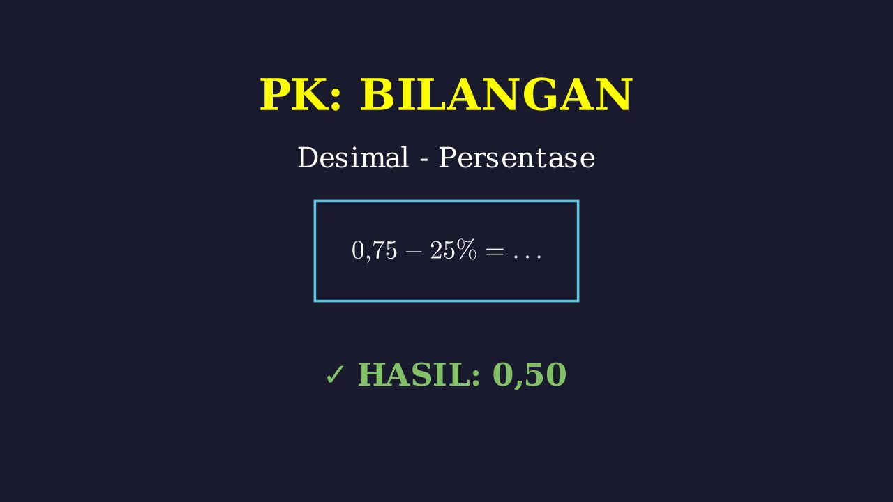 Pengurangan Desimal dan Persentase