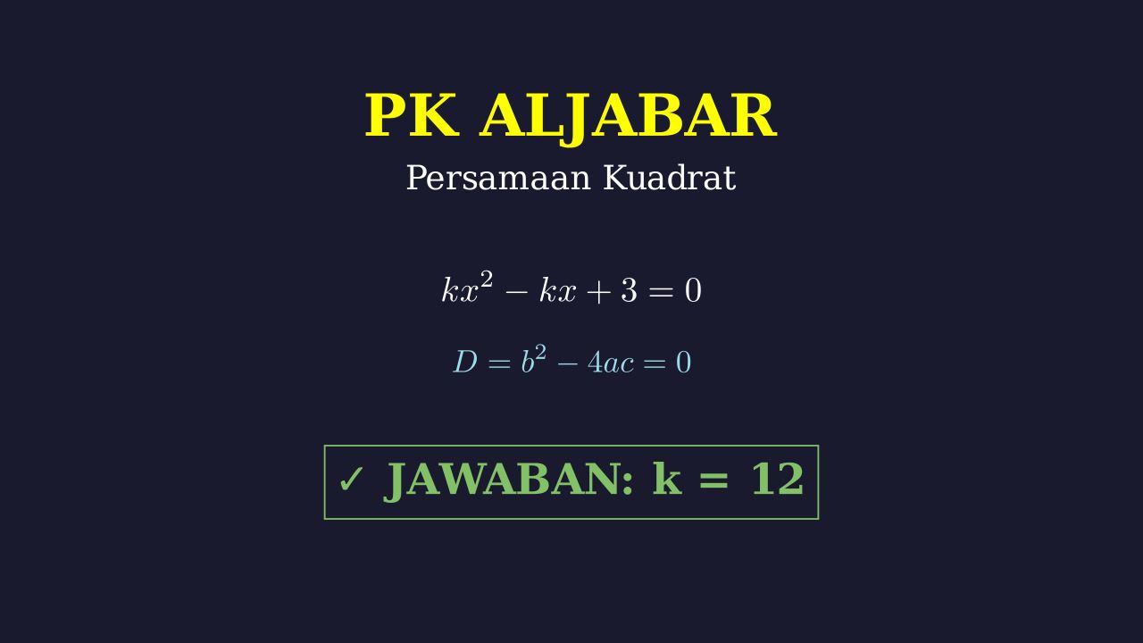 Persamaan Kuadrat: Mencari Nilai k Akar Kembar