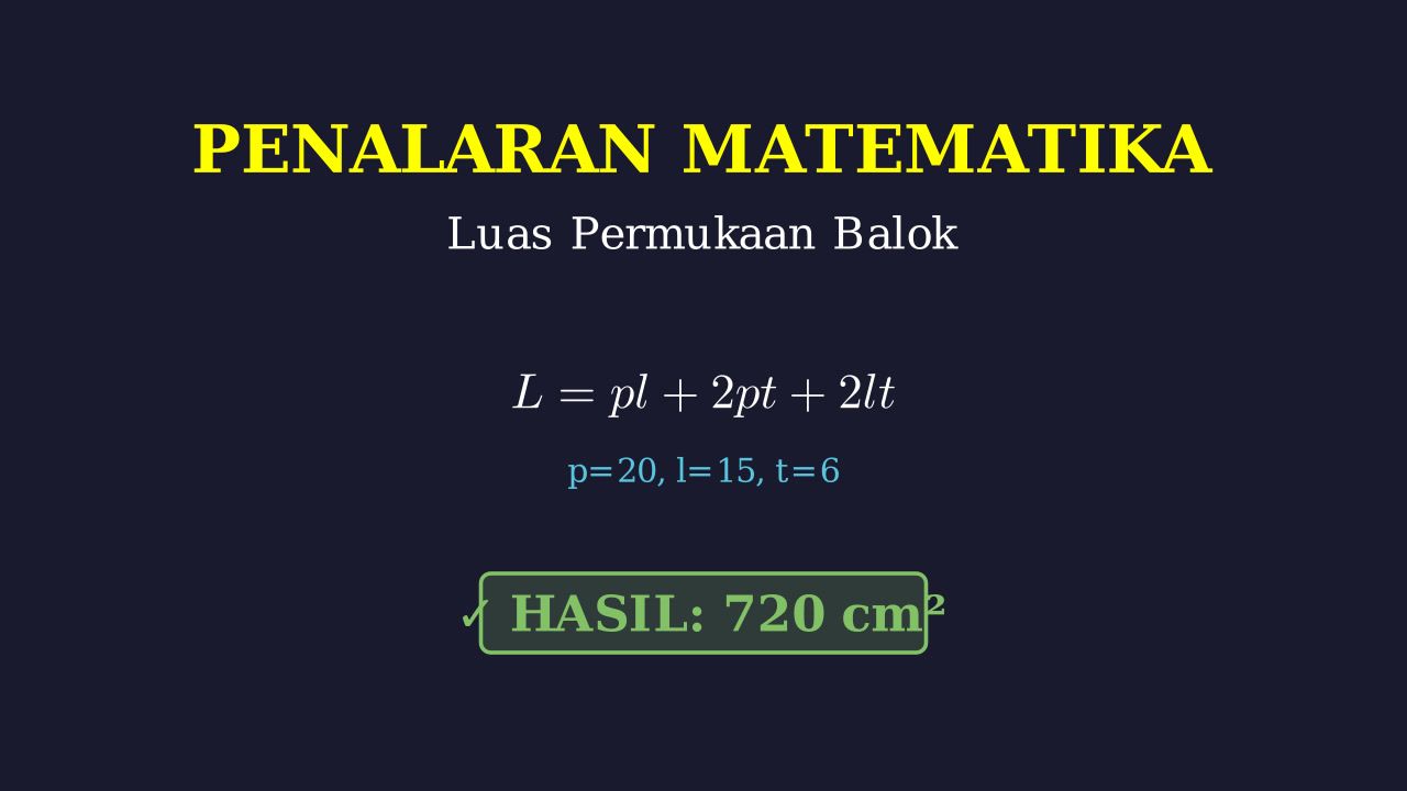 Luas Permukaan Balok Tanpa Tutup