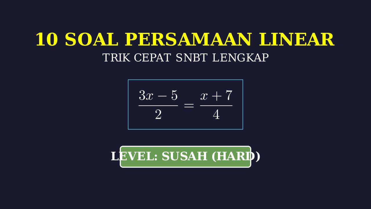 10 Soal Persamaan Linear SNBT & Trik Cepat
