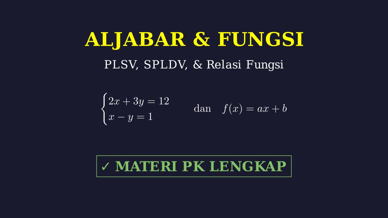 Kupas Tuntas Aljabar: PLSV, SPLDV, Relasi & Fungsi