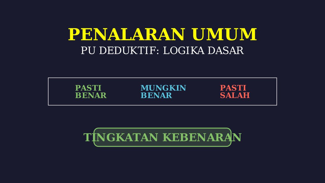 Logika: Klasifikasi Tingkat Kebenaran