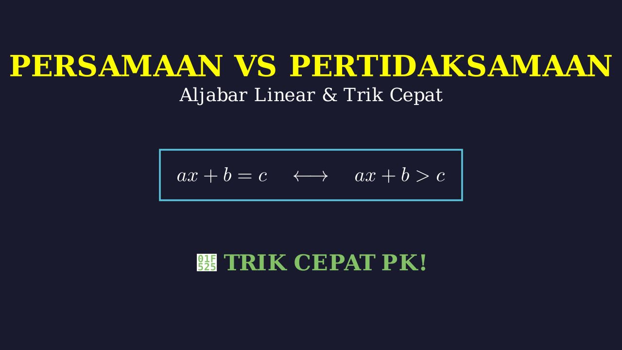Persamaan vs Pertidaksamaan Linear: Rumus & Trik Cepat