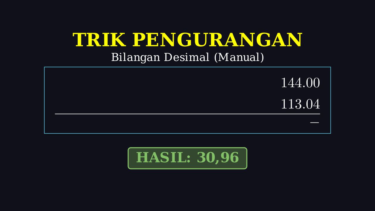 Pengurangan Desimal Secara Manual