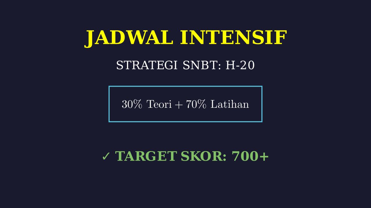Jadwal Belajar Intensif SNBT H-20