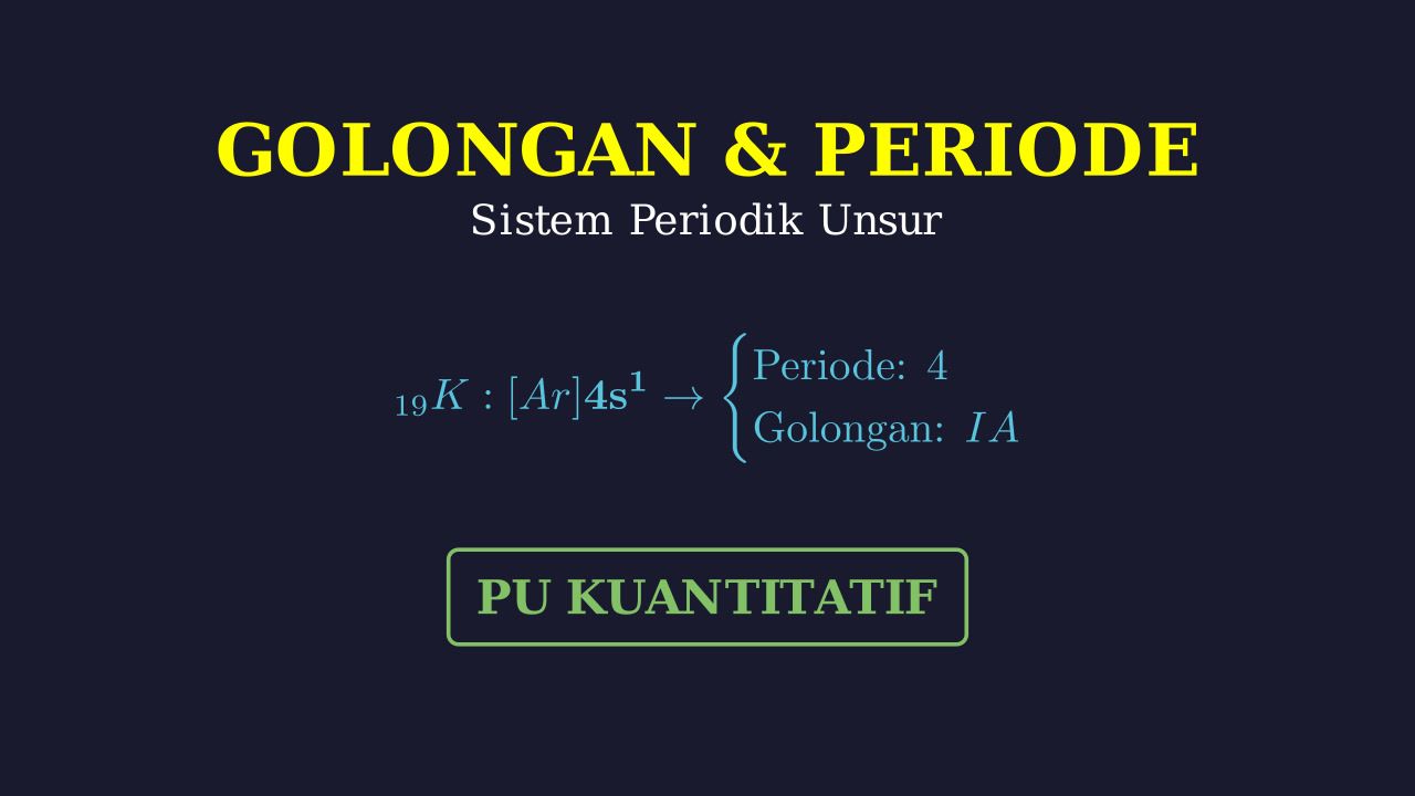 Menentukan Golongan dan Periode Unsur