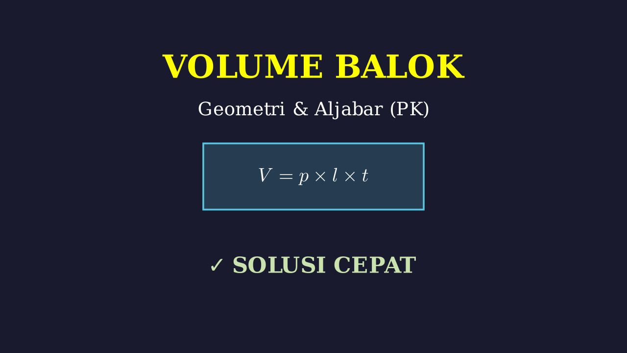 Volume Balok: Geometri Dan Aljabar