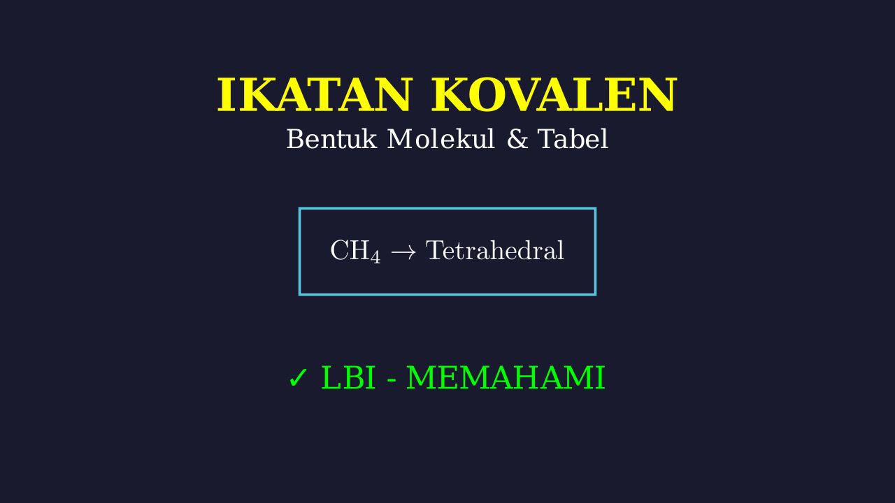 Ikatan Kovalen & Bentuk Molekul: Simulasi Tabel