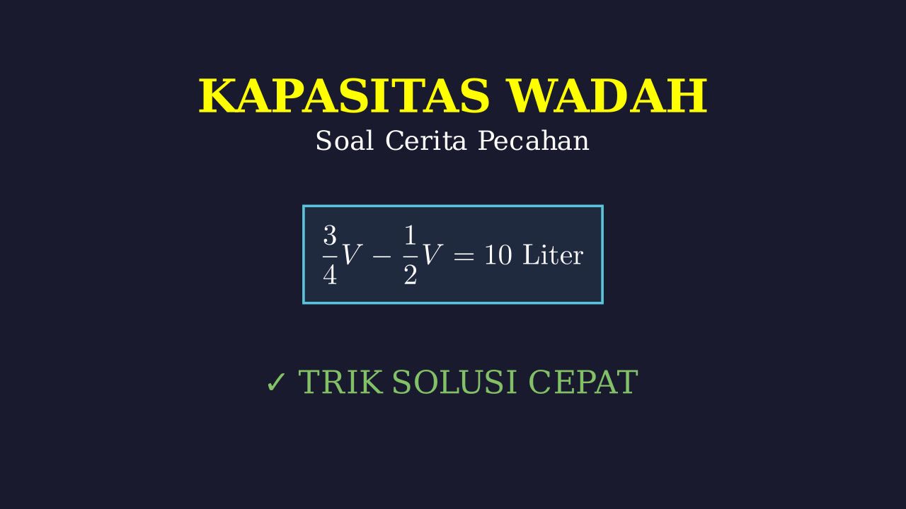 Menghitung Kapasitas Wadah: Soal Cerita Pecahan