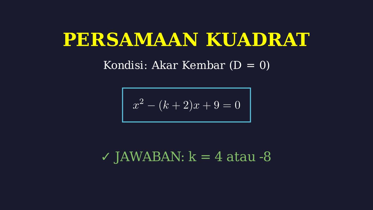 Persamaan Kuadrat: Mencari Nilai k Akar Kembar
