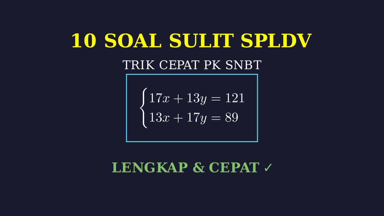 SPLDV SNBT: 10 Soal Sulit & Trik Cepat