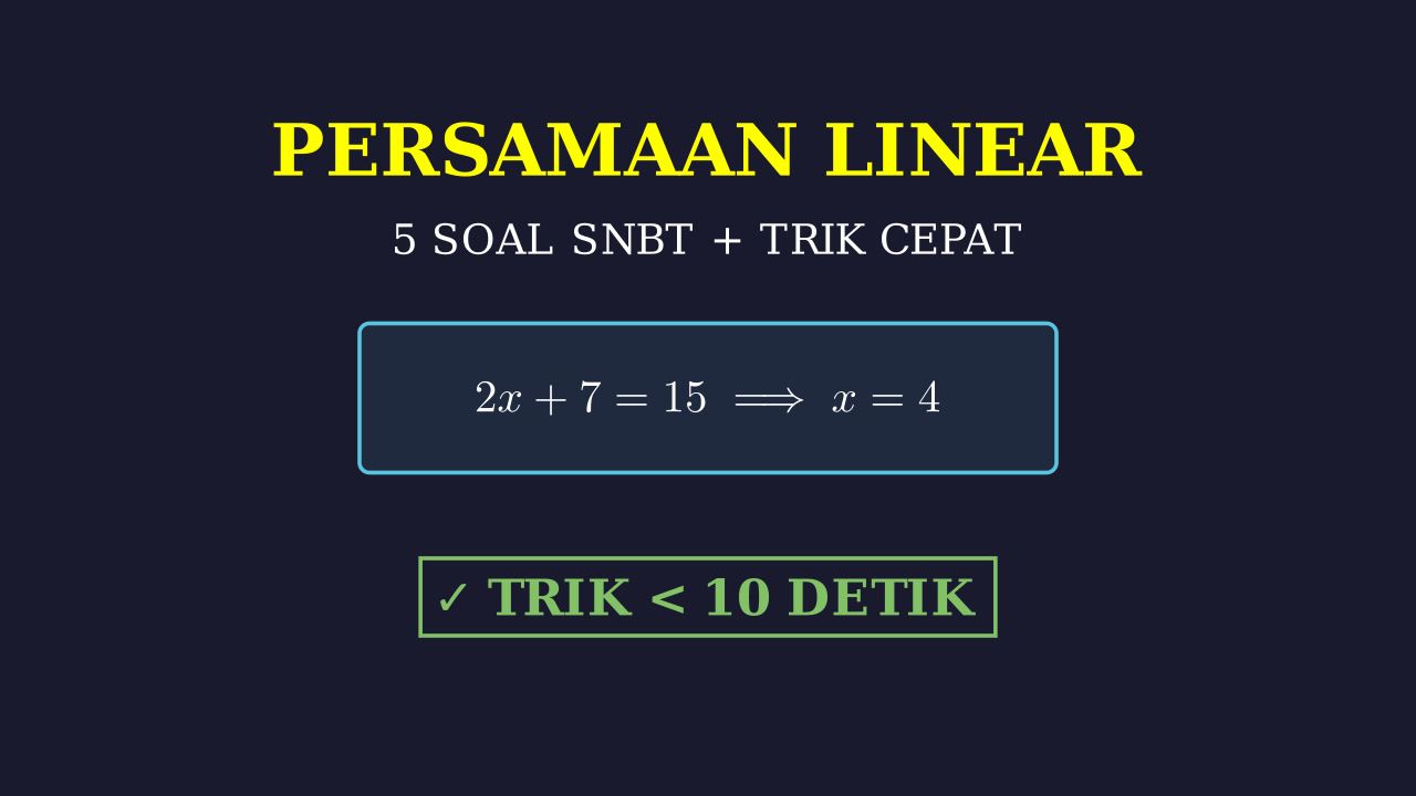 Trik Cepat Persamaan Linear SNBT