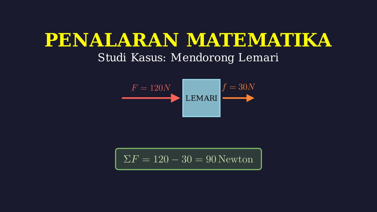 Resultan Gaya dan Gerak: Studi Kasus Mendorong Lemari