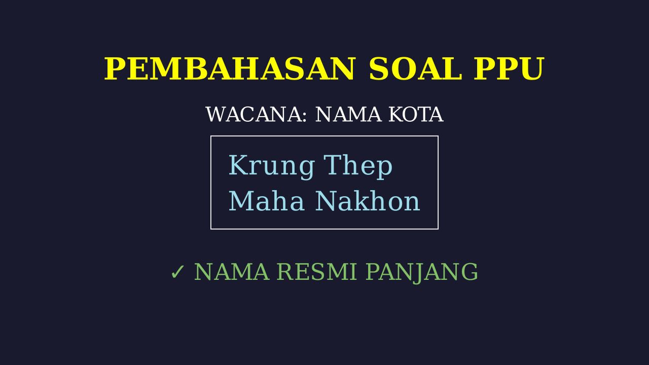 Nama Resmi Ibukota Thailand
