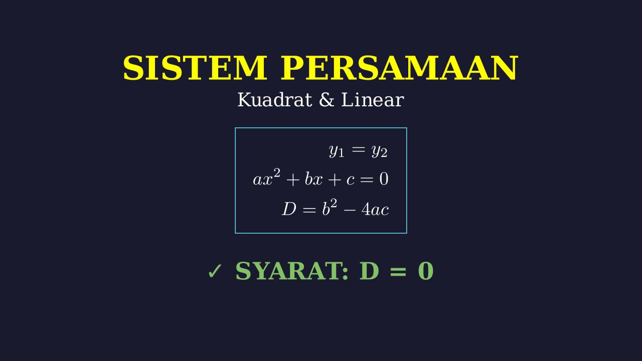 Satu Solusi Sistem Persamaan Kuadrat & Linear