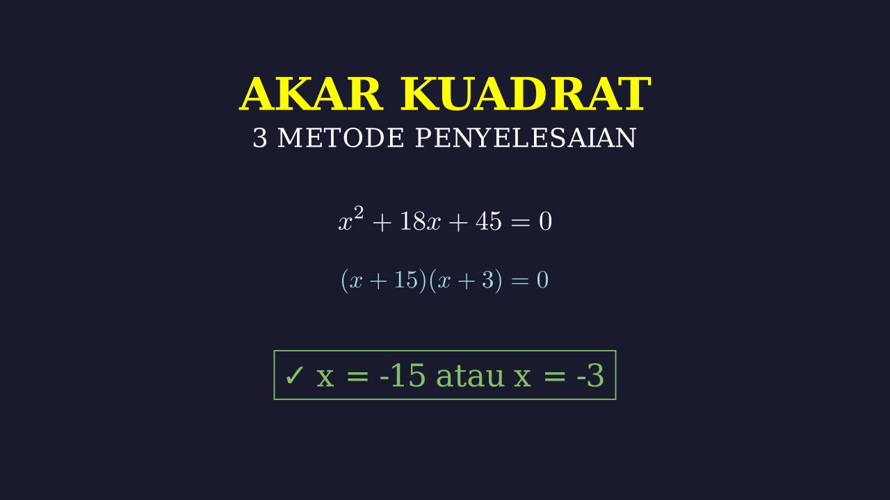Akar Persamaan Kuadrat: 3 Cara Penyelesaian
