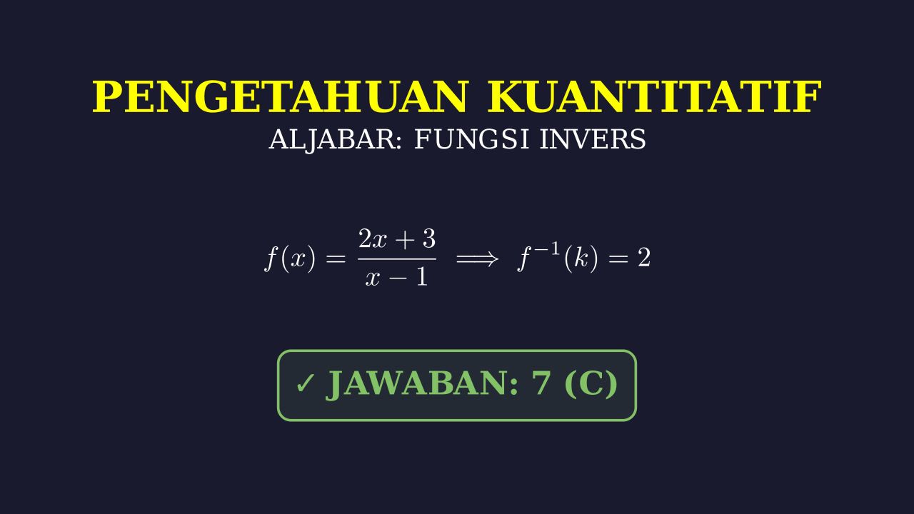 Menentukan Nilai k pada Fungsi Invers