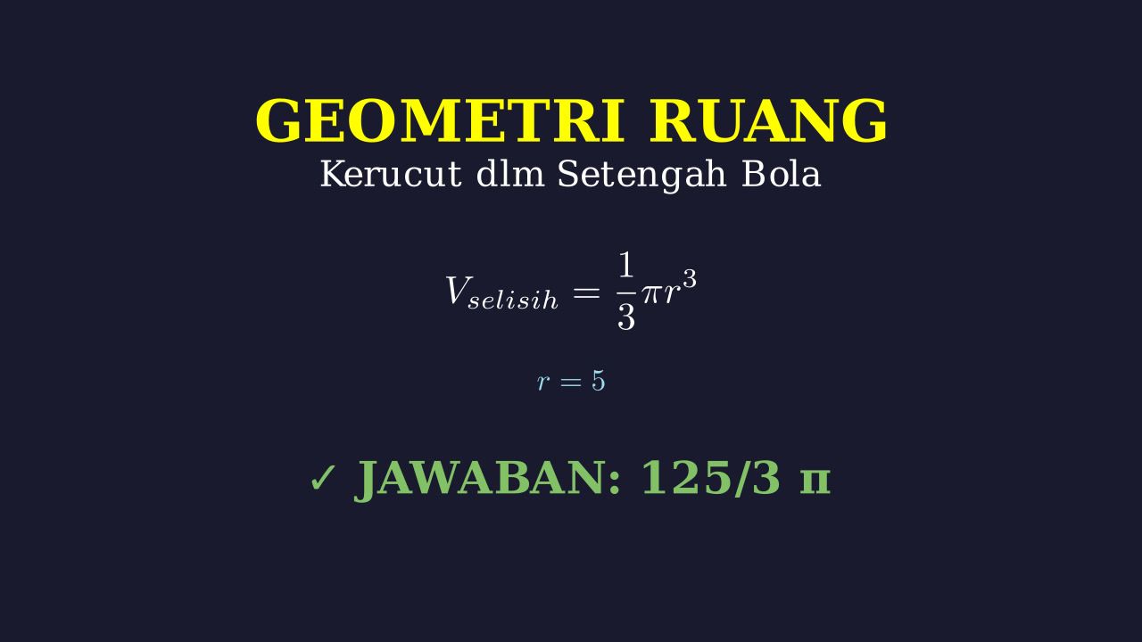 Selisih Volume Setengah Bola dan Kerucut