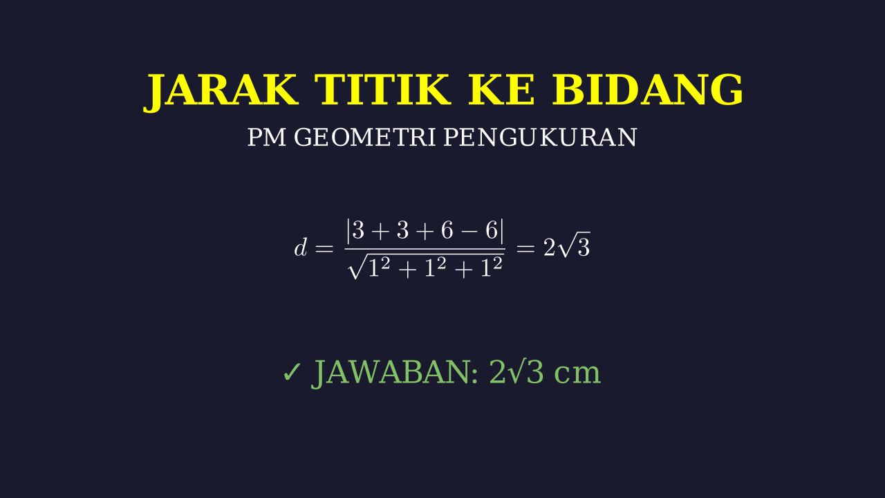 Jarak Titik Ke Bidang Pada Kubus
