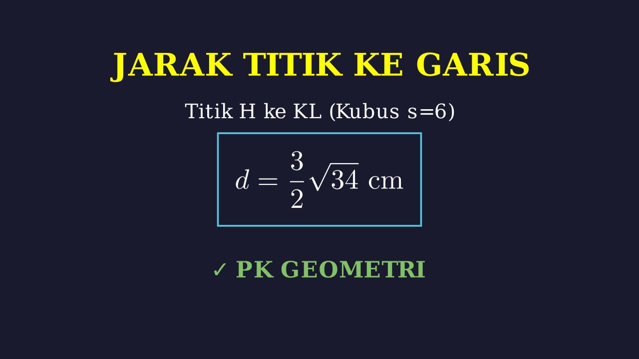 Jarak Titik H ke Garis KL pada Kubus
