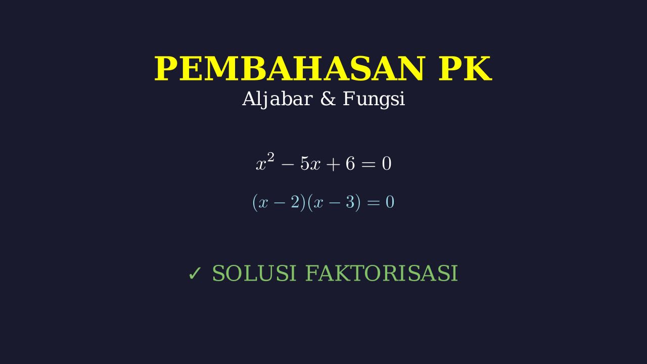 Aljabar: Substitusi, Titik Potong & Faktorisasi