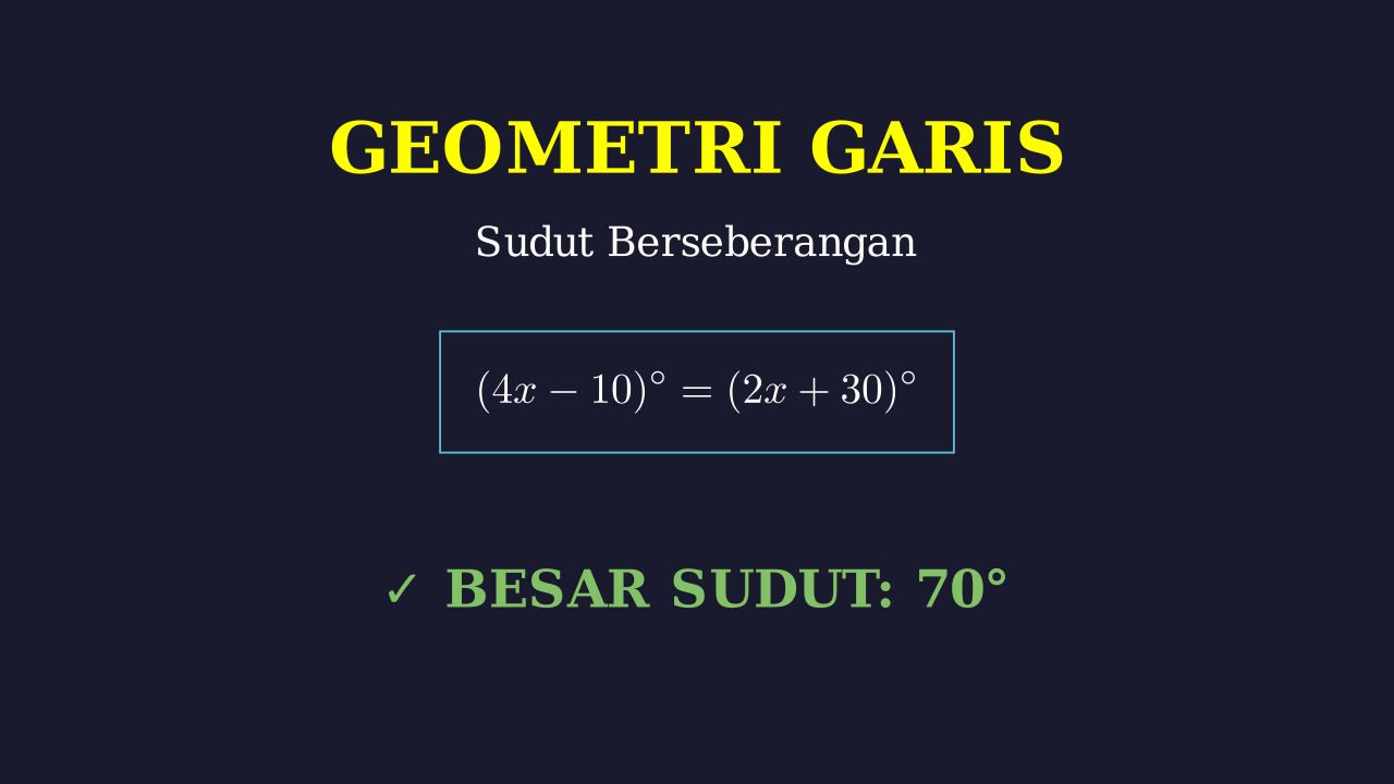 Menghitung Sudut Berseberangan Garis Sejajar