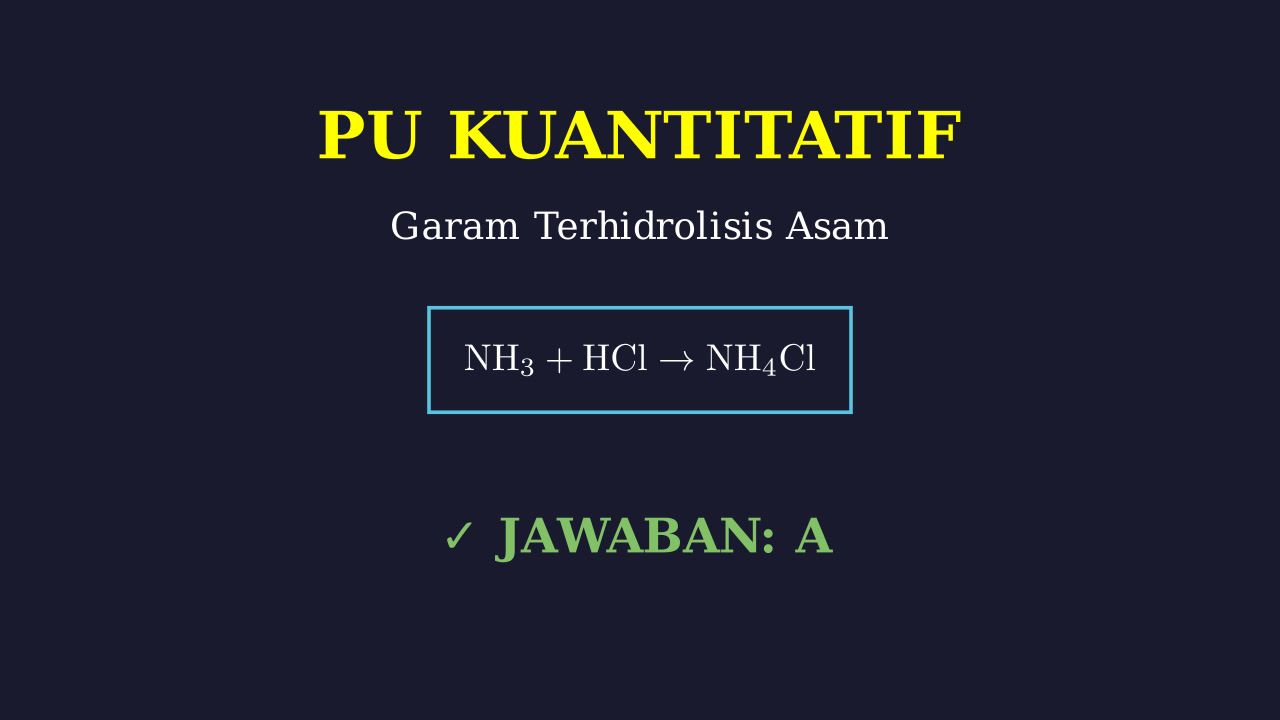 Hidrolisis Garam: Garam Terhidrolisis Asam