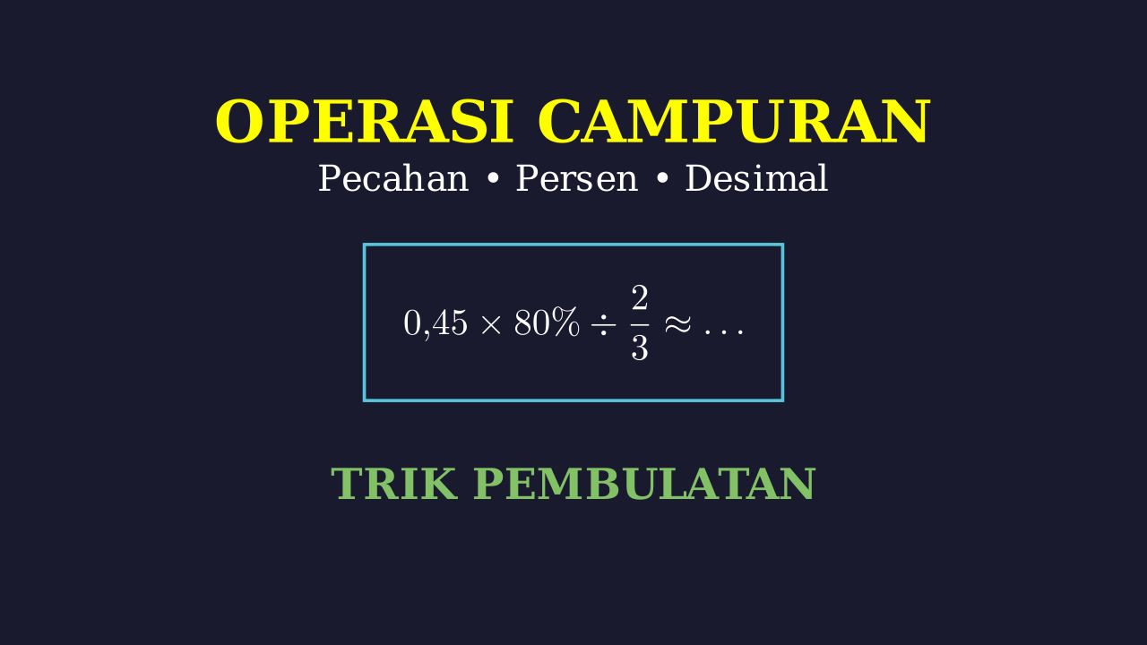 Trik Hitung Campuran: Pecahan, Persen, Desimal & Pembulatan