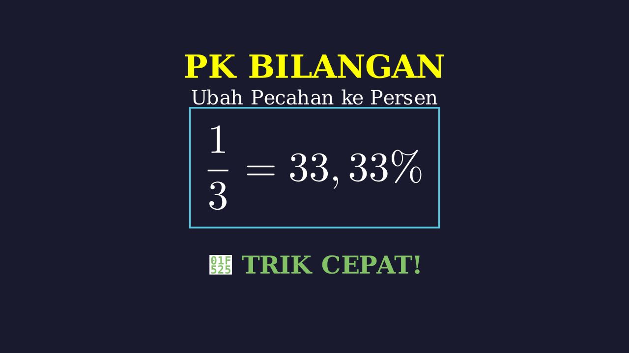 Cara Cepat Mengubah 1/3 Menjadi Persen