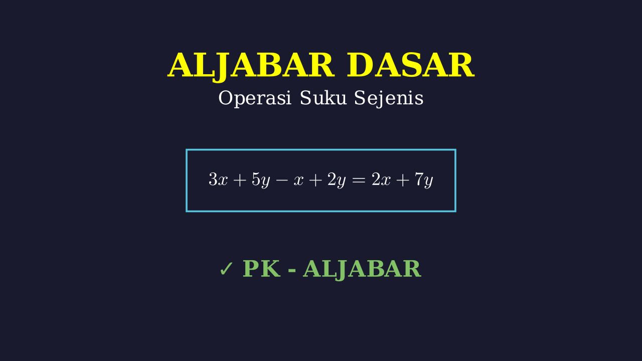 Aljabar Dasar: Istilah dan Operasi Suku Sejenis