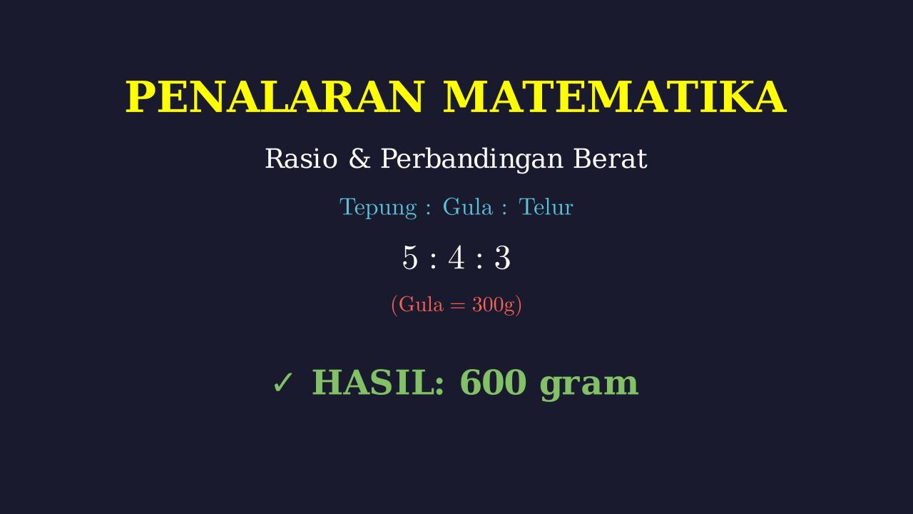 Soal Cerita: Rasio Berat Bahan Kue