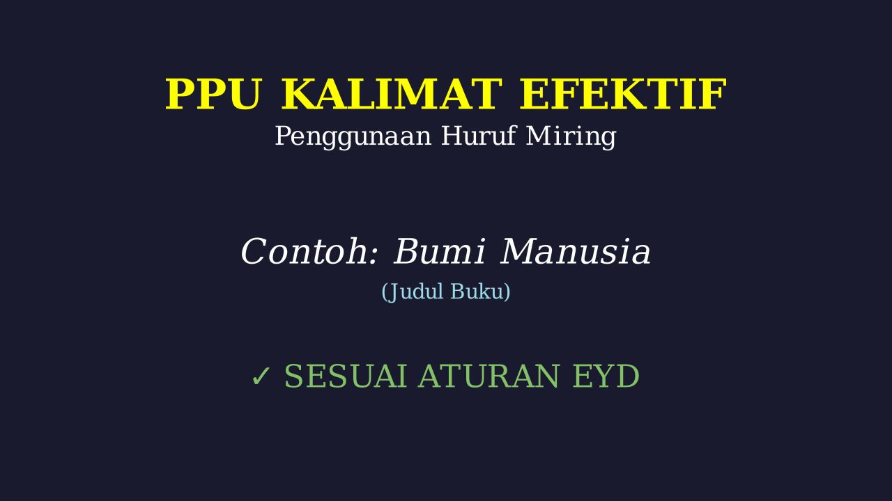 Aturan Penulisan Huruf Miring