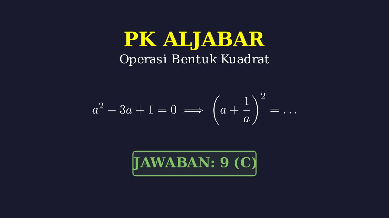 Aljabar: Mencari Nilai (a + 1/a)^2