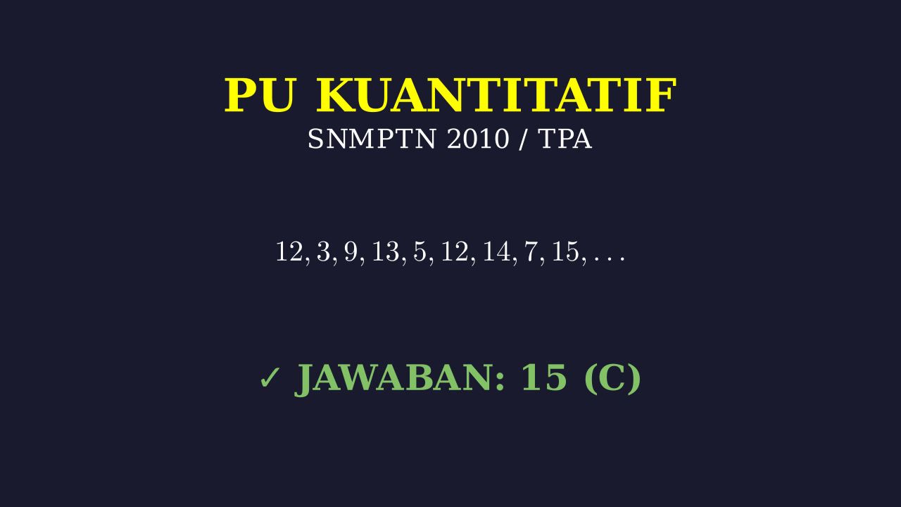 Pola Deret Angka: Soal TPA SNMPTN