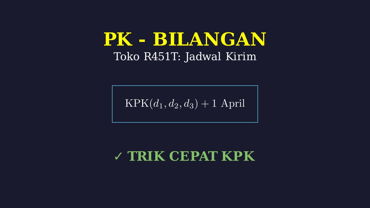Soal Cerita KPK: Jadwal Pengiriman Bersama