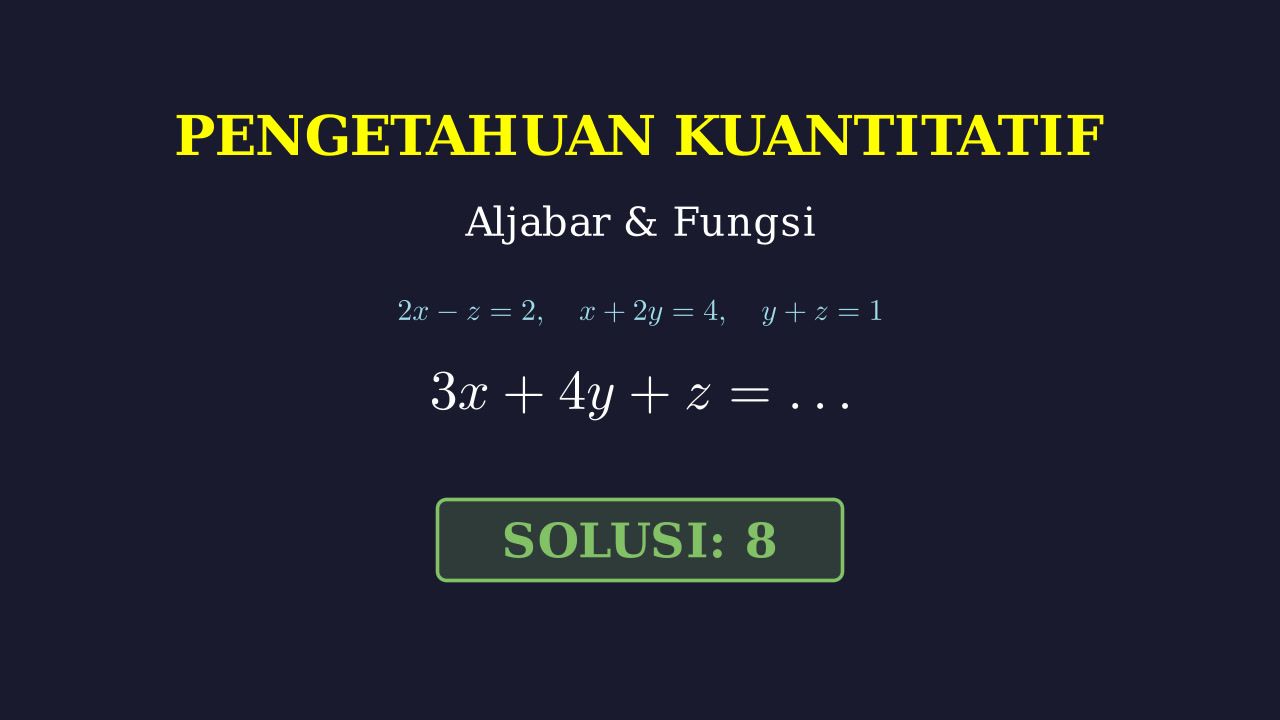 Menyelesaikan Sistem Persamaan Tiga Variabel