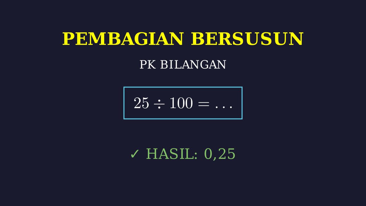 Pembagian Bersusun: Contoh Soal 25 ÷ 100