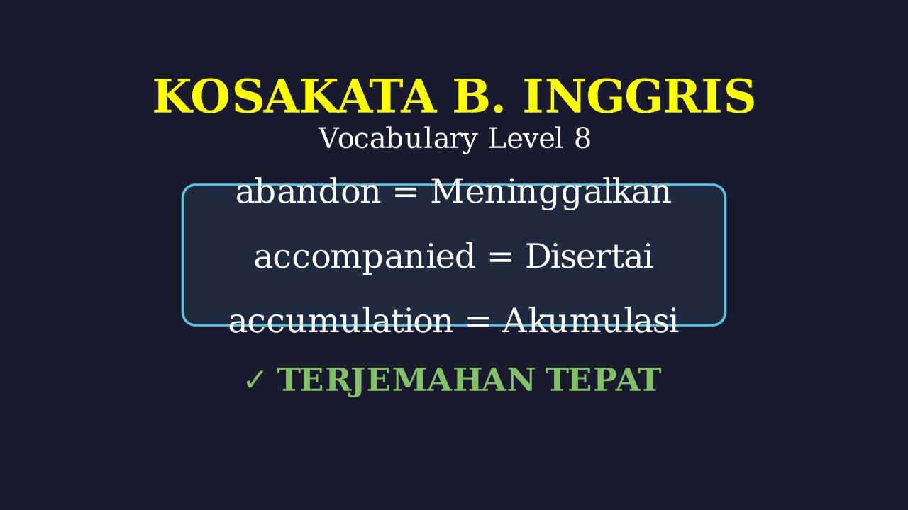 Kosakata Bahasa Inggris: Inggris - Indonesia