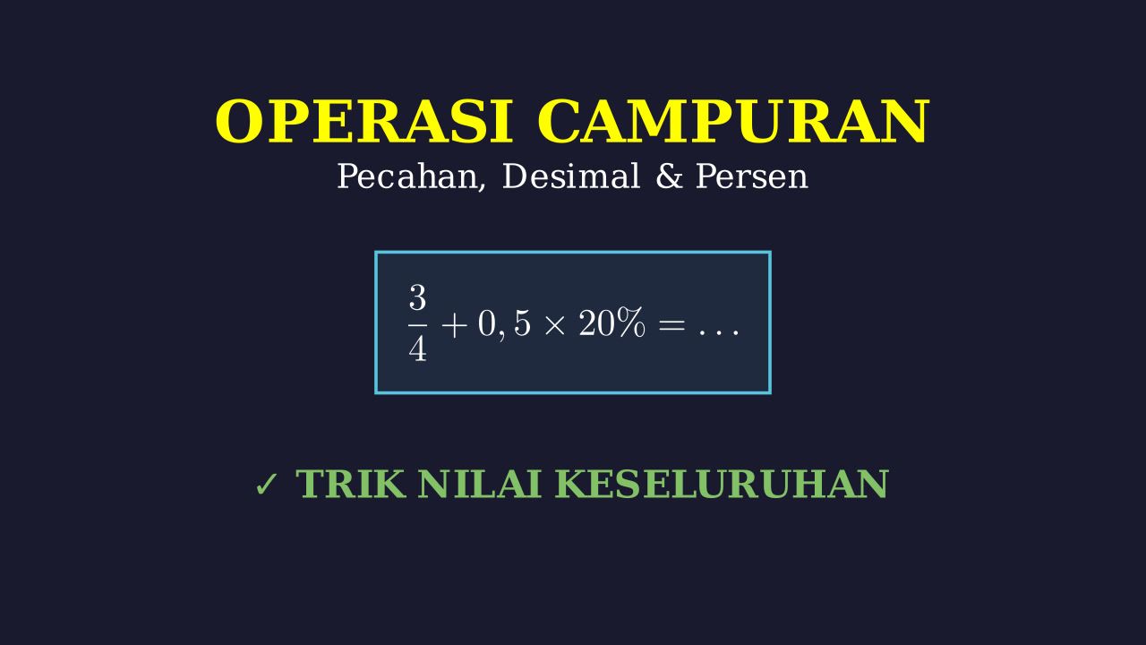Operasi Campuran: Pecahan, Desimal, dan Persen