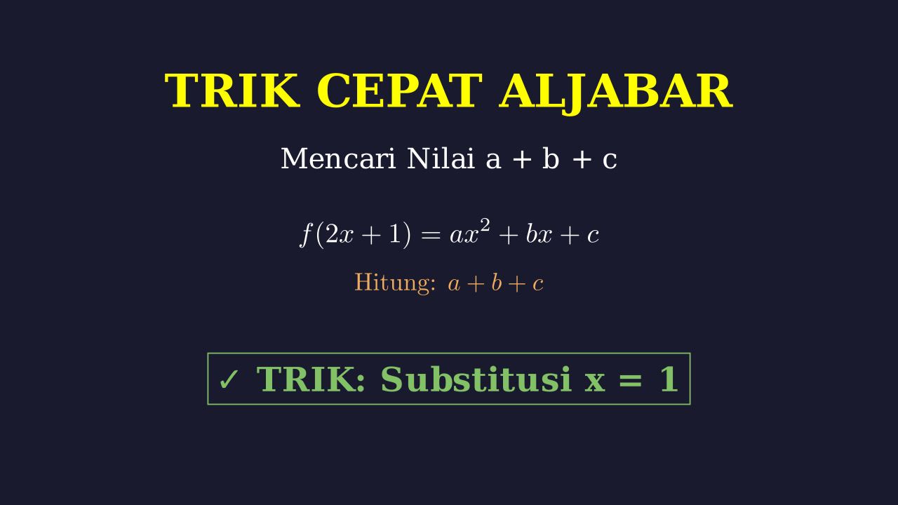 Trik Cepat Menemukan Nilai a+b+c