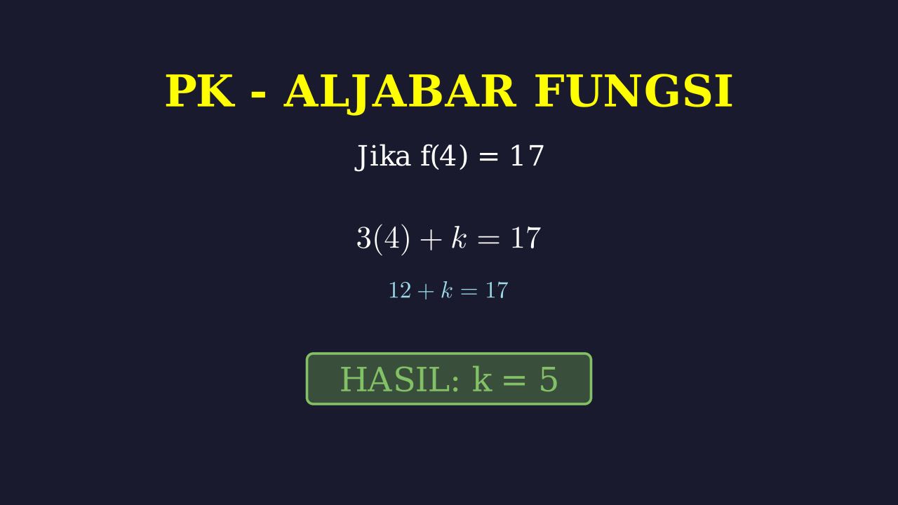 Mencari Nilai k pada Fungsi Linear