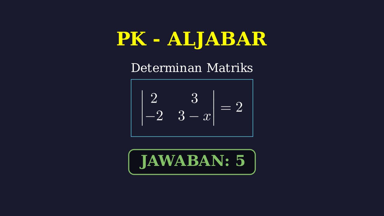 Mencari Nilai x pada Determinan Matriks