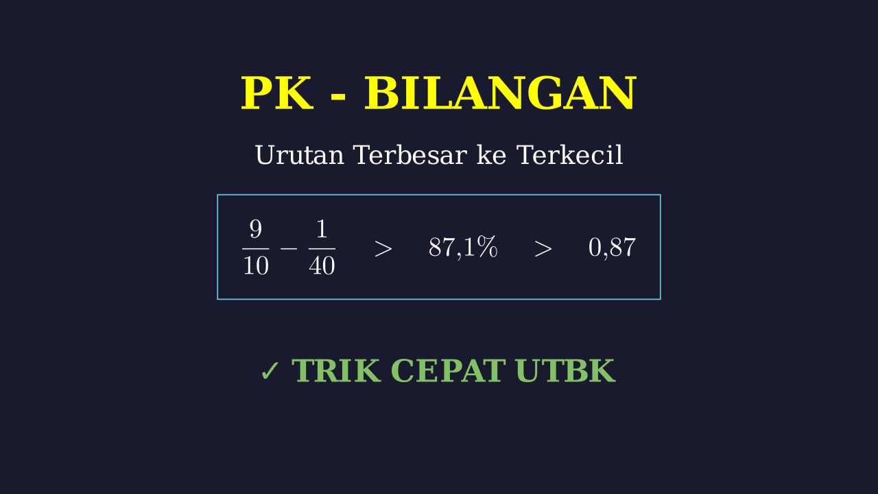 Mengurutkan Pecahan, Desimal, dan Persen