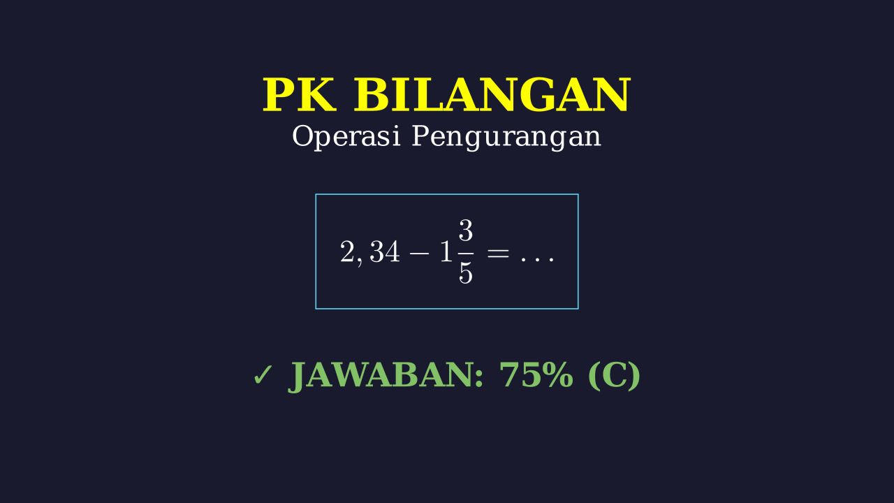 Pengurangan Desimal, Pecahan, dan Persen