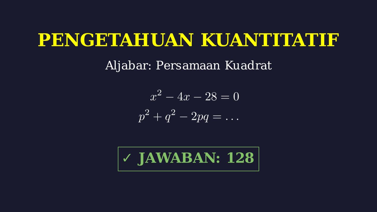 Persamaan Kuadrat: Nilai p² + q² - 2pq
