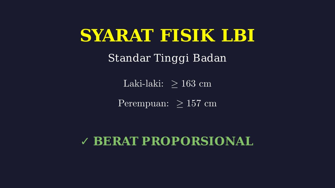 Syarat Tinggi Badan dan Berat Proporsional