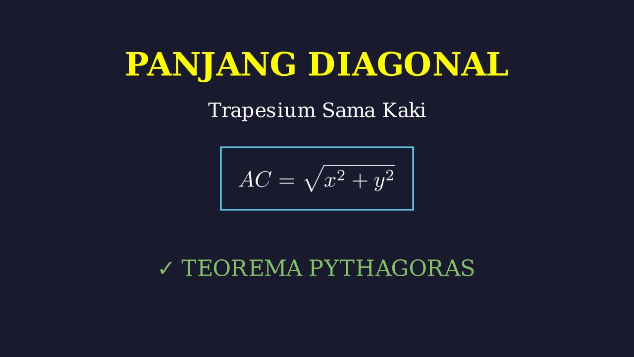 Diagonal Trapesium Sama Kaki: Teorema Pythagoras
