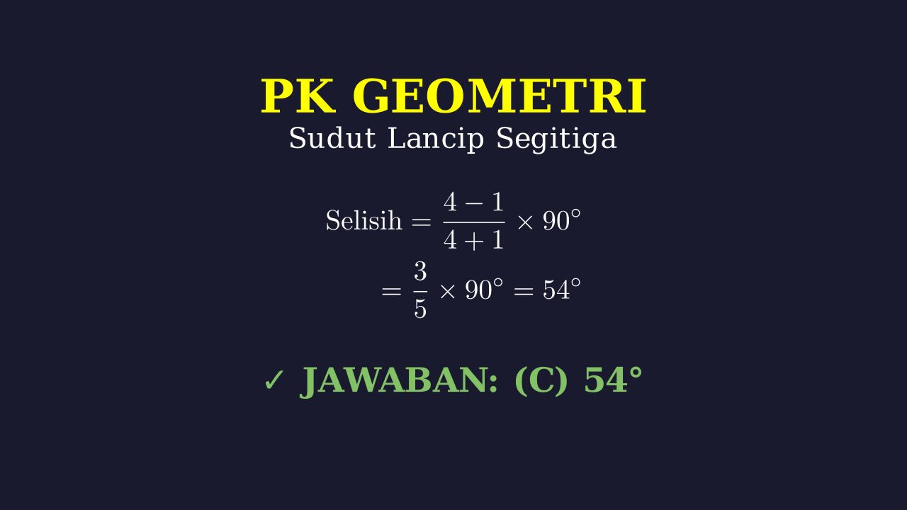 Selisih Sudut Lancip Segitiga Siku-Siku