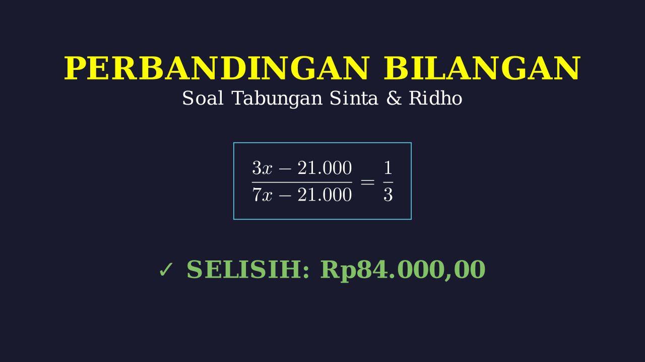 Perbandingan: Menghitung Selisih Tabungan