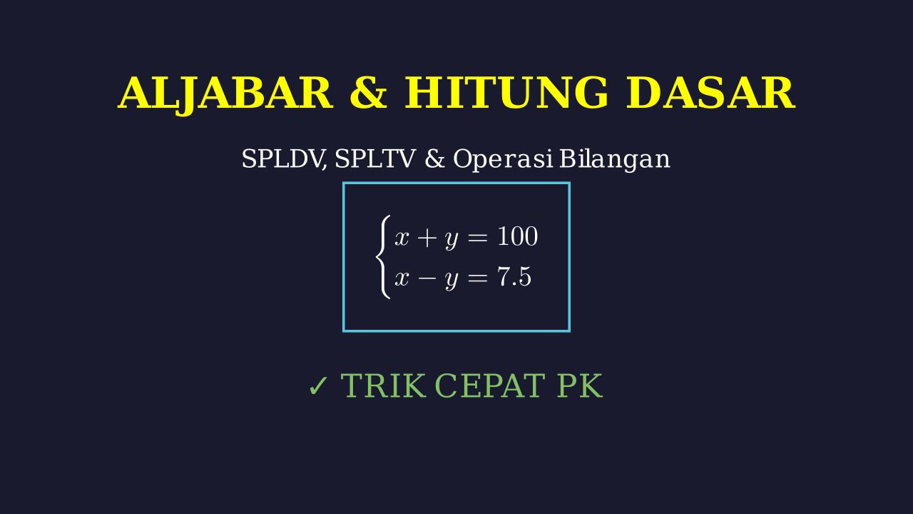 Operasi Hitung Dasar & Pengenalan Aljabar